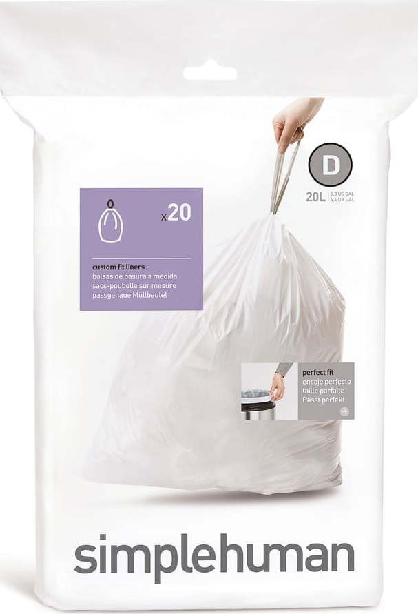 Stahovací pytle na odpadky v sadě 20 ks 20 l D – simplehuman