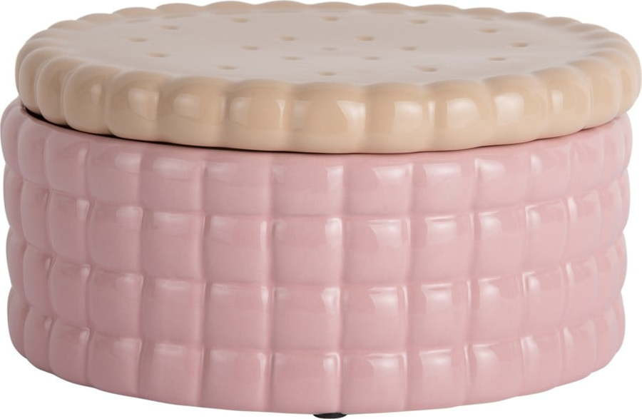 Světle růžový dekorativní keramický úložný box ø 20x10 cm Biscuit Box – PT LIVING