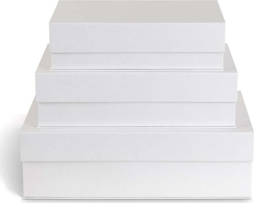 Bílé kartonové úložné boxy v sadě 3 ks s víkem/dekorativní 42,5x29,5x13 cm Kian Paper Laminate – Bigso