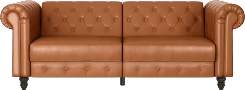 Koňakově hnědá rozkládací pohovka z imitace kůže 236 cm Felix – Støraa