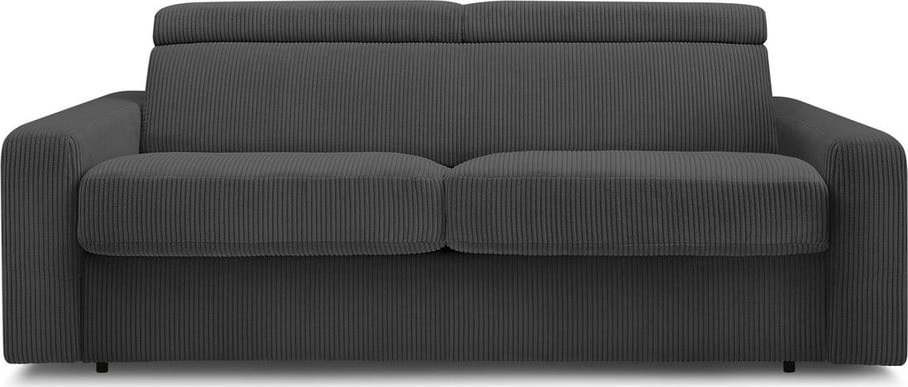 Tmavě šedá manšestrová rozkládací pohovka 215 cm Monaco – Bobochic Paris