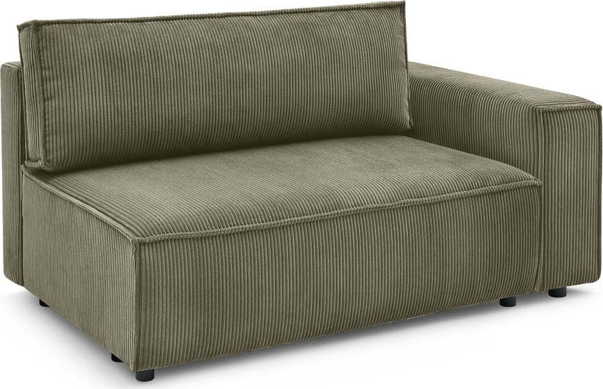 Světle zelený manšestrový modul pohovky, pravý roh Nihad modular – Bobochic Paris