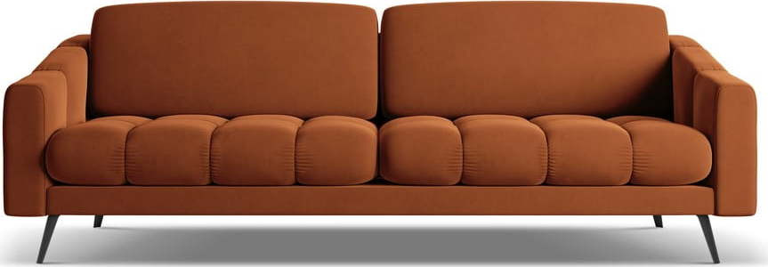 Oranžová sametová pohovka 238 cm Nalu – Makamii