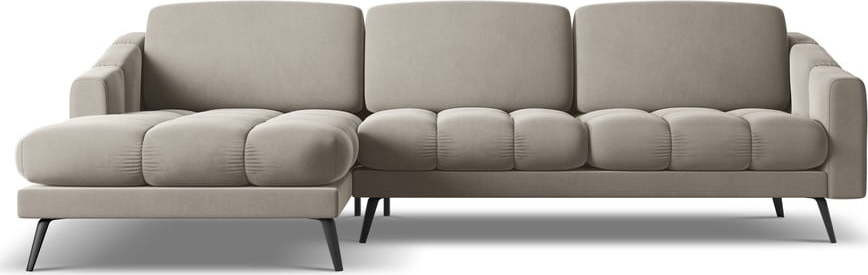 Béžová sametová rohová pohovka (levý roh) Nalu – Makamii