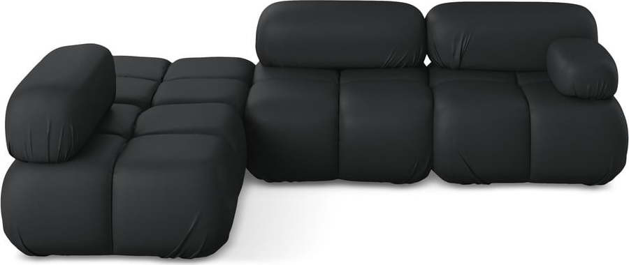 Černá modulární rohová pohovka z imitace kůže (levý roh) Lokua – Makamii