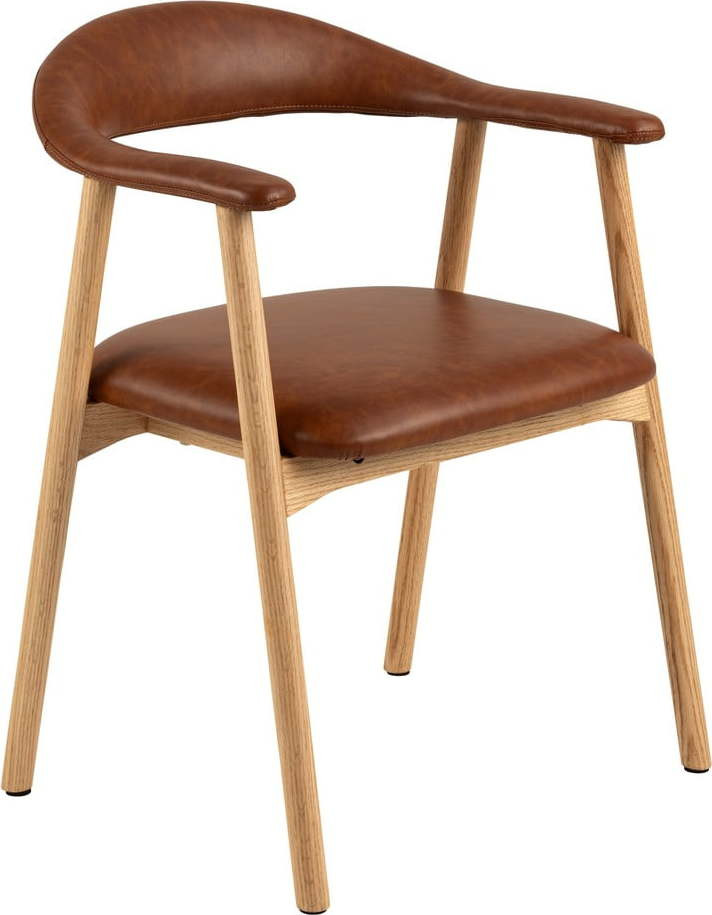 Jídelní židle z imitace kůže v přírodní a koňakově hnědé barvě Addi – Actona