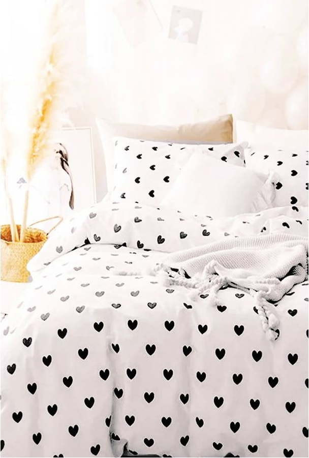 Bílé prodloužené povlečení na jednolůžko z bavlny Renforcé s prostěradlem/3dílné 160x220 cm Mini Hearts – Mila Home