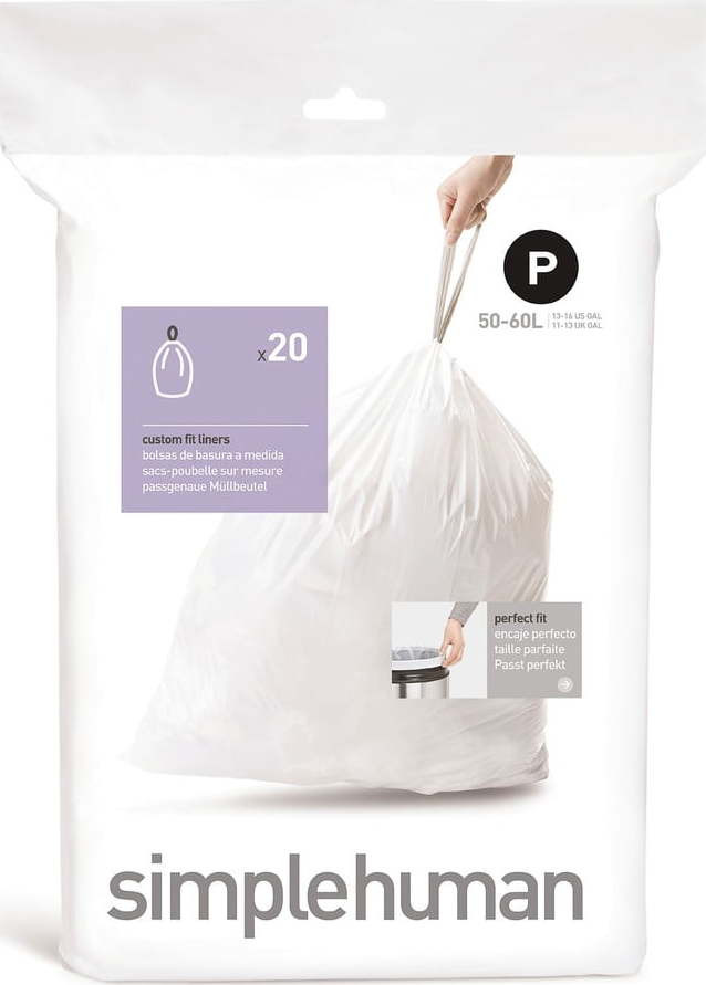 Stahovací pytle na odpadky v sadě 20 ks 60 l P – simplehuman