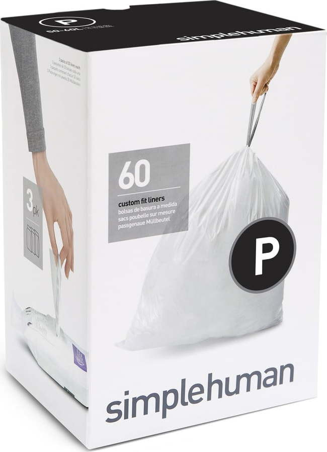 Stahovací pytle na odpadky v sadě 60 ks 60 l P – simplehuman