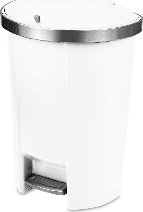 Bílý nášlapný plastový odpadkový koš 50 l – Addis