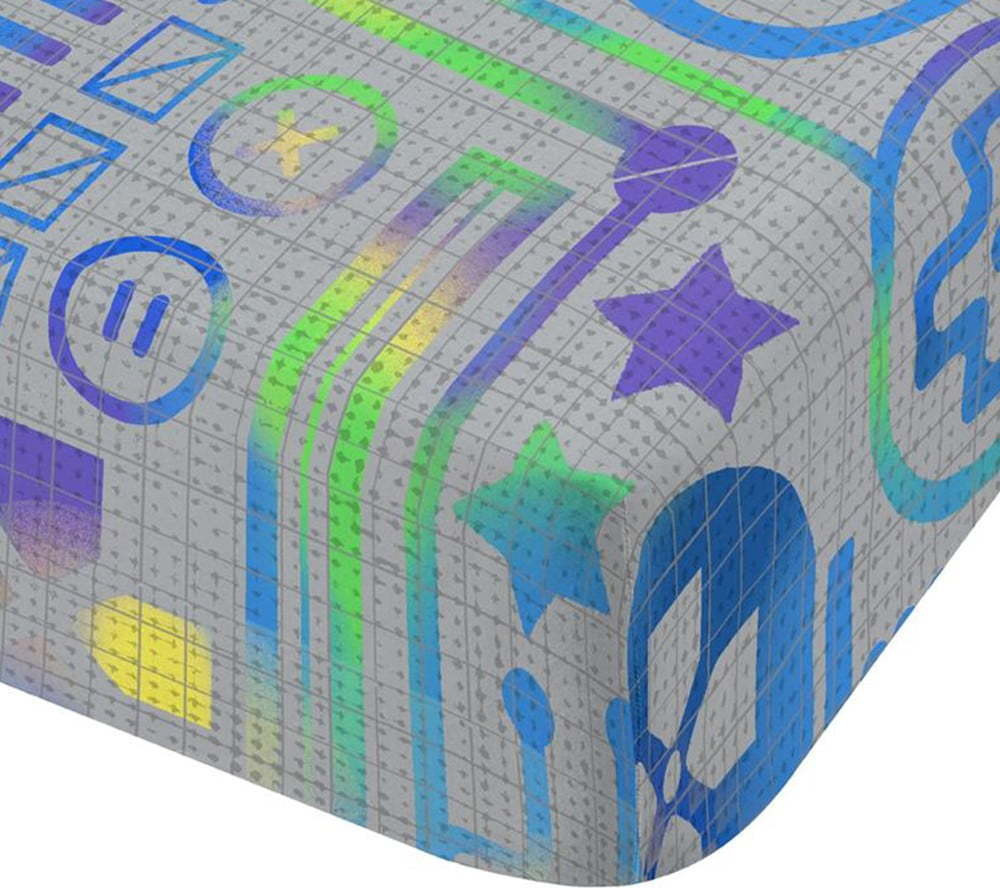 Šedé napínací dětské prostěradlo na dvoulůžko/na vysokou matraci z mikrovlákna 135x190 cm Gamer – Catherine Lansfield