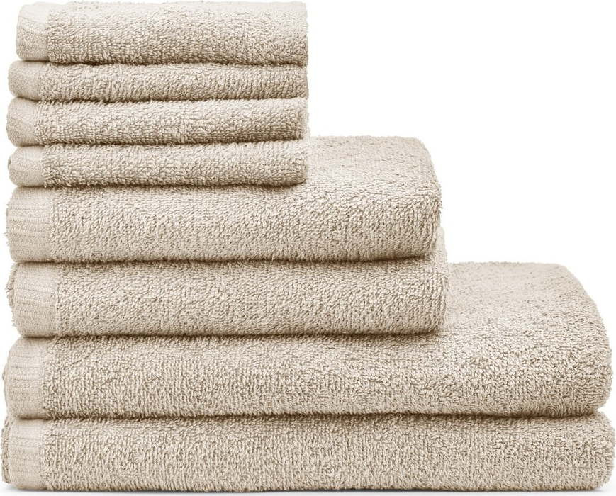 Béžové rychleschnoucí bavlněné ručníky a osušky v sadě 8 ks Quick Dry – Catherine Lansfield