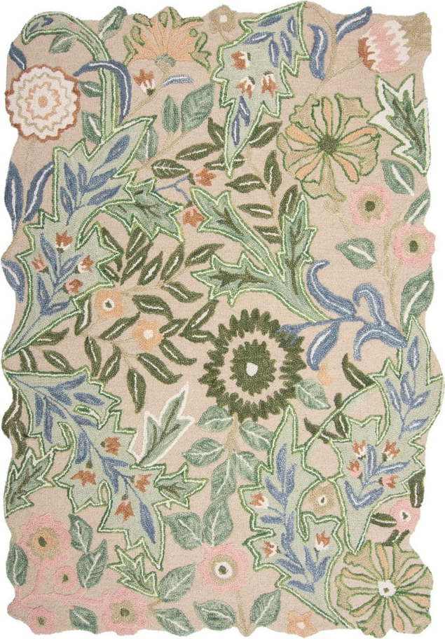 Zelený ručně tkaný vlněný koberec 160x230 cm Bryony Shaped Floral – Flair Rugs