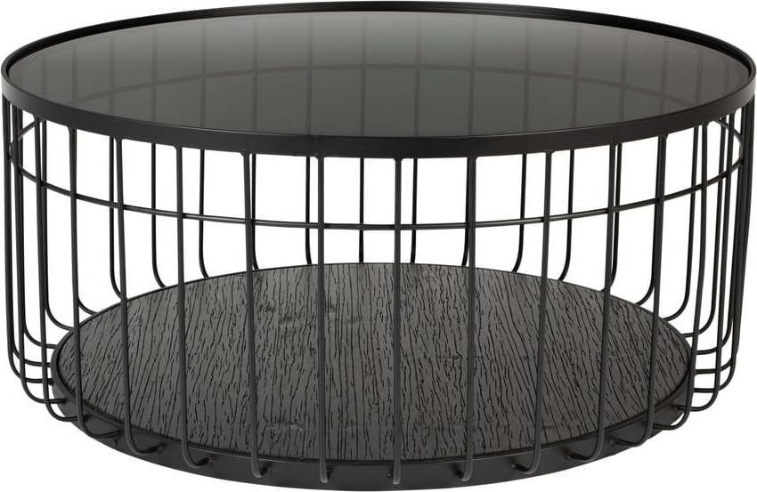 Černý kulatý konferenční stolek se skleněnou deskou 80x80 cm Lance – White Label