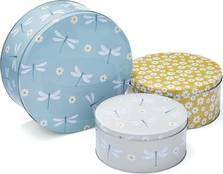 Ocelové dózy na cukroví v sadě 3 ks English Meadow – Cooksmart ®