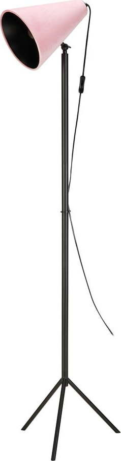 Černá stojací lampa s růžovým stínidlem Markslöjd Cilla, výška 1,5 m