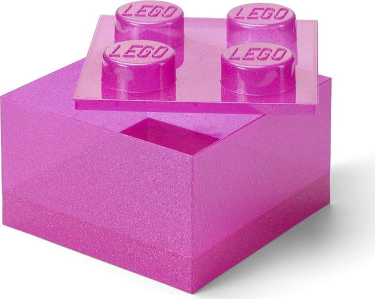 Růžový plastový dětský úložný box 25x25x18 cm – LEGO®