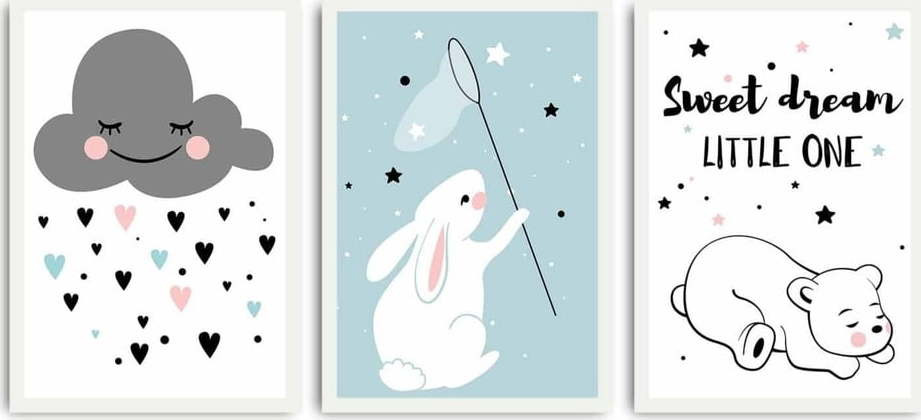 Dětské obrázky v sadě 3 ks 35x50 cm Sweet Dreams Little One – Wallity