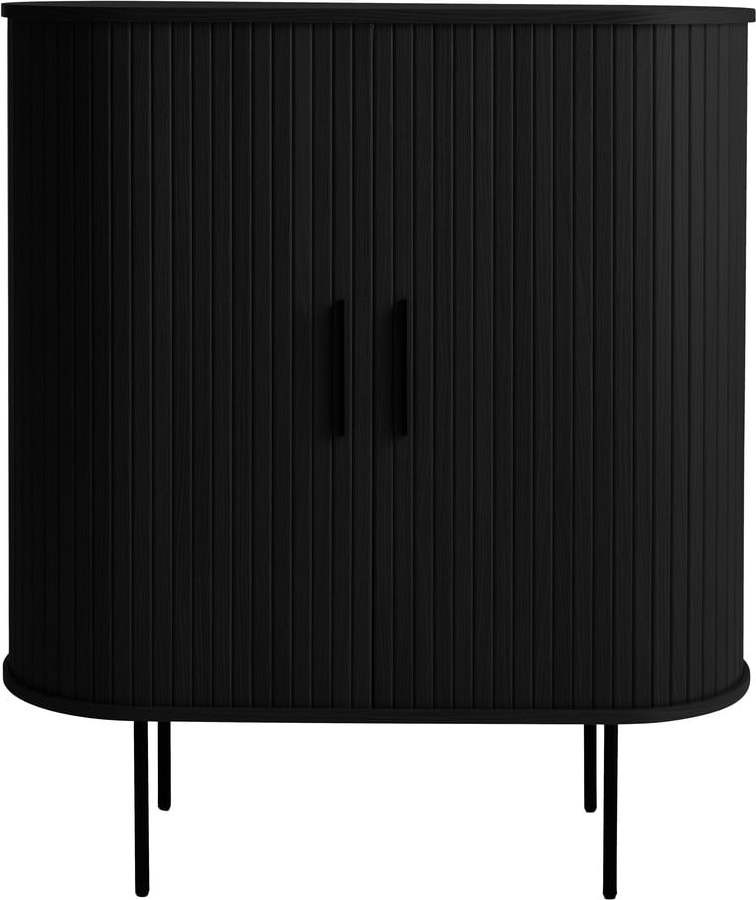 Černá vinotéka v dekoru dubu s posuvnými dveřmi 100x118x40 cm Nola – Unique Furniture