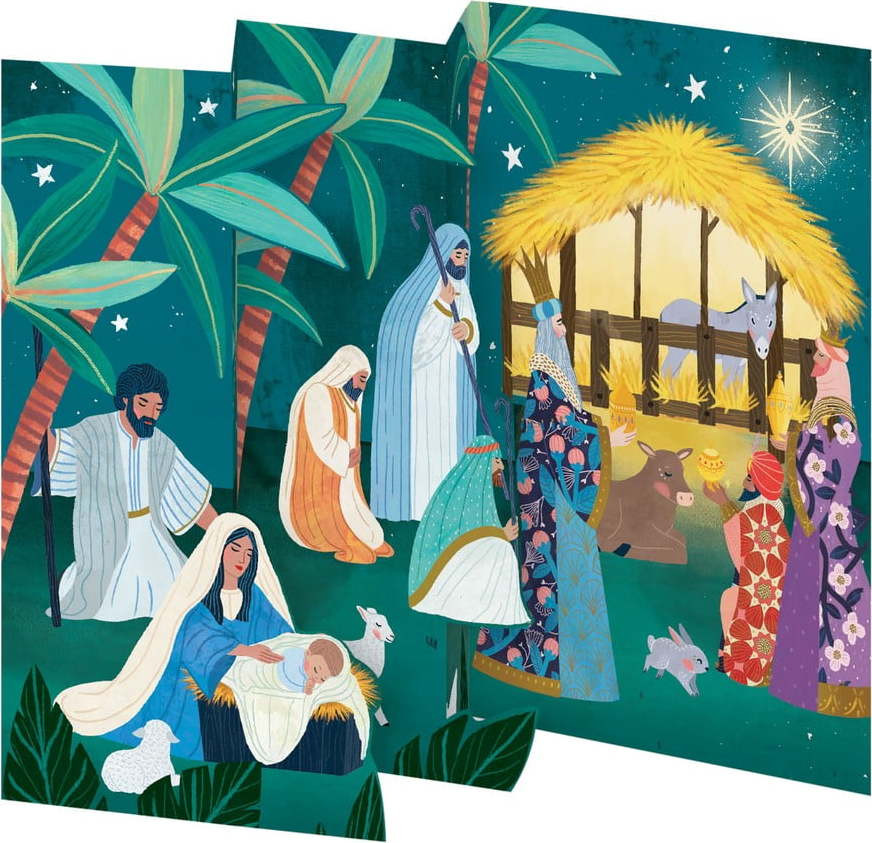 Přání s vánočním motivem v sadě 5 ks Away in the Manger – Roger la Borde