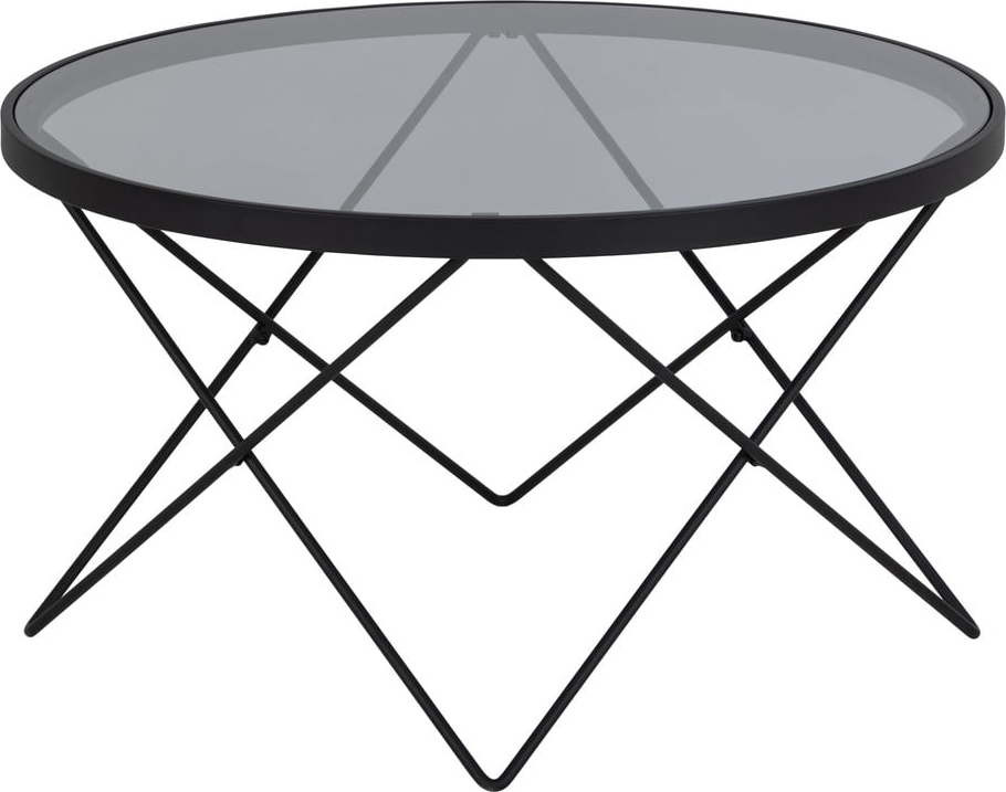 Černý konferenční stolek se skleněnou deskou ø 80 cm Cuxton – Actona