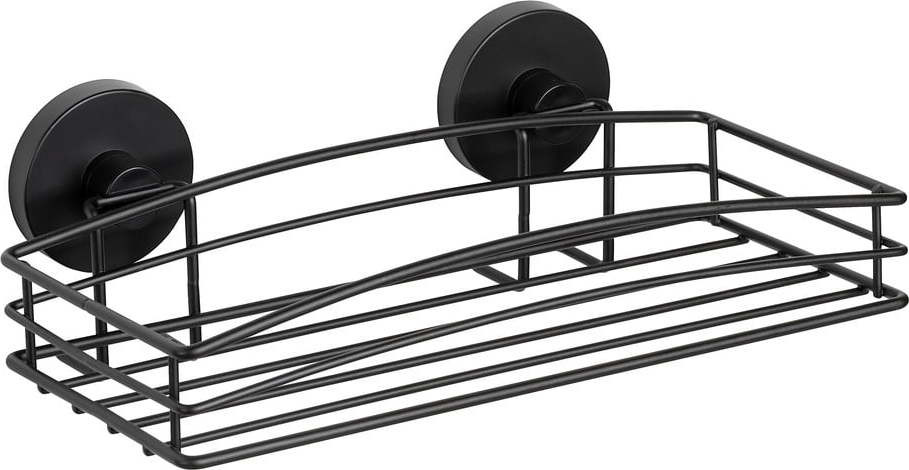 Černá nástěnná police do koupelny Wenko Vacuum-Loc® Pavia, šířka 26 cm