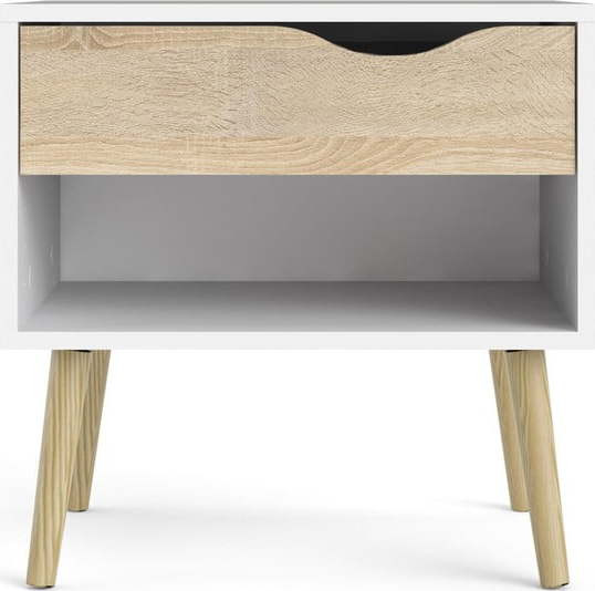 Bílý/v přírodní barvě noční stolek Oslo – Tvilum