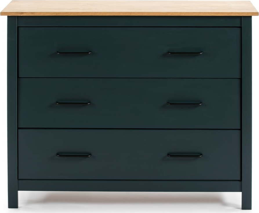 Tmavě modrá nízká komoda z borovicového dřeva 100x80 cm Miranda – Marckeric