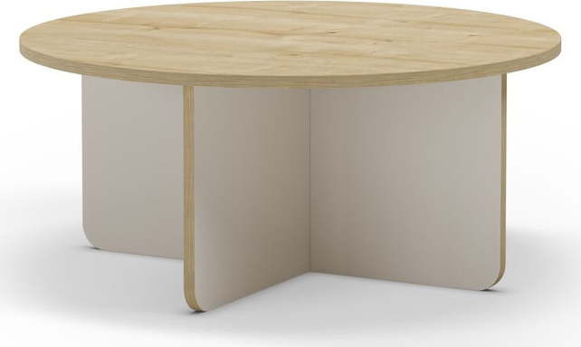 Kulatý konferenční stolek s deskou v dubovém dekoru v krémovo-přírodní barvě ø 80 cm Hillary – Marckeric
