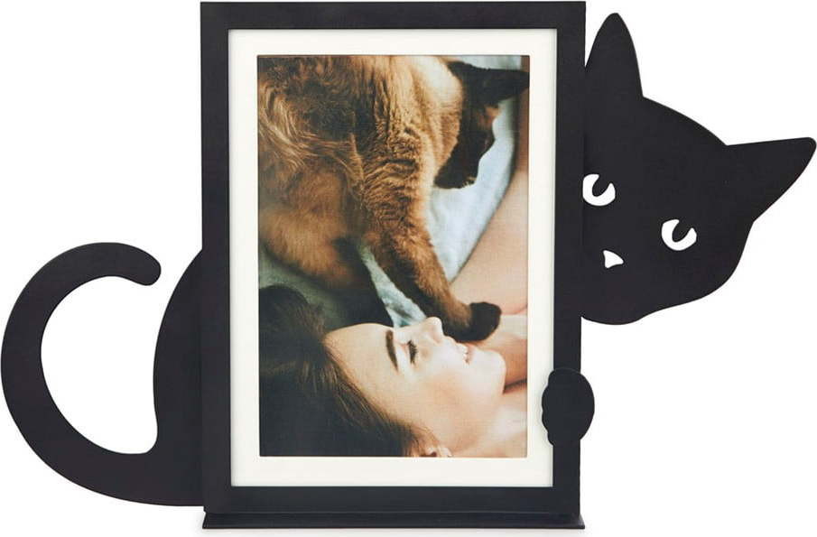 Černý kovový stojací rámeček 31x19,5 cm Hidden Cat – Balvi