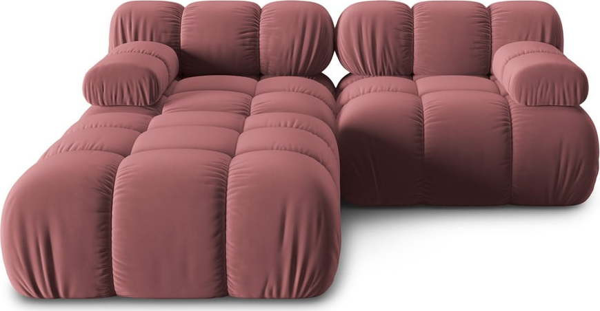 Růžová sametová rohová pohovka Bellis – Micadoni Home