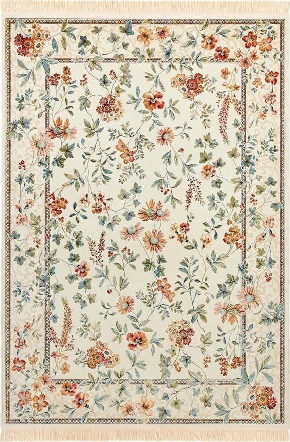 Krémový koberec z viskózy 195x300 cm Oriental Flowers – Nouristan