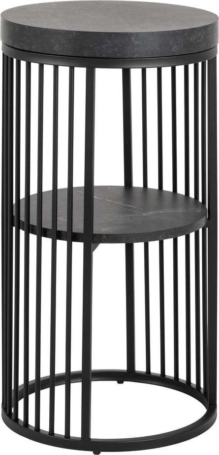 Černý noční stolek s deskou v dekoru mramoru Strington – Actona