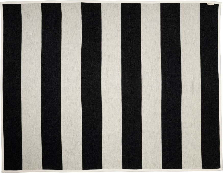 Černo-bílá deka s příměsí vlny 140x180 cm Bob Black Vanilla – Pappelina