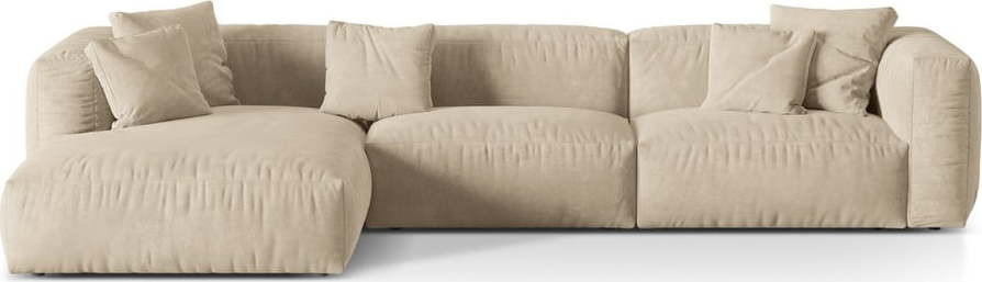 Béžovokrémová modulární rohová pohovka z textilie bouclé (levý roh) Martina – Micadoni Home