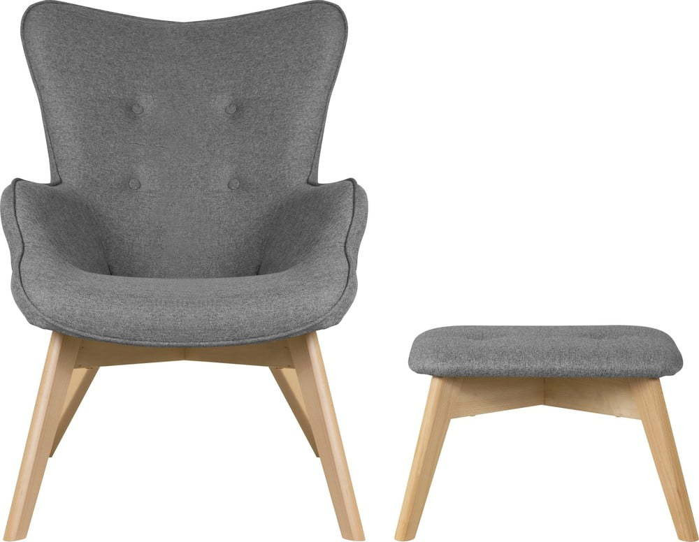 Šedé křeslo s podnožkou Niko – Ropez