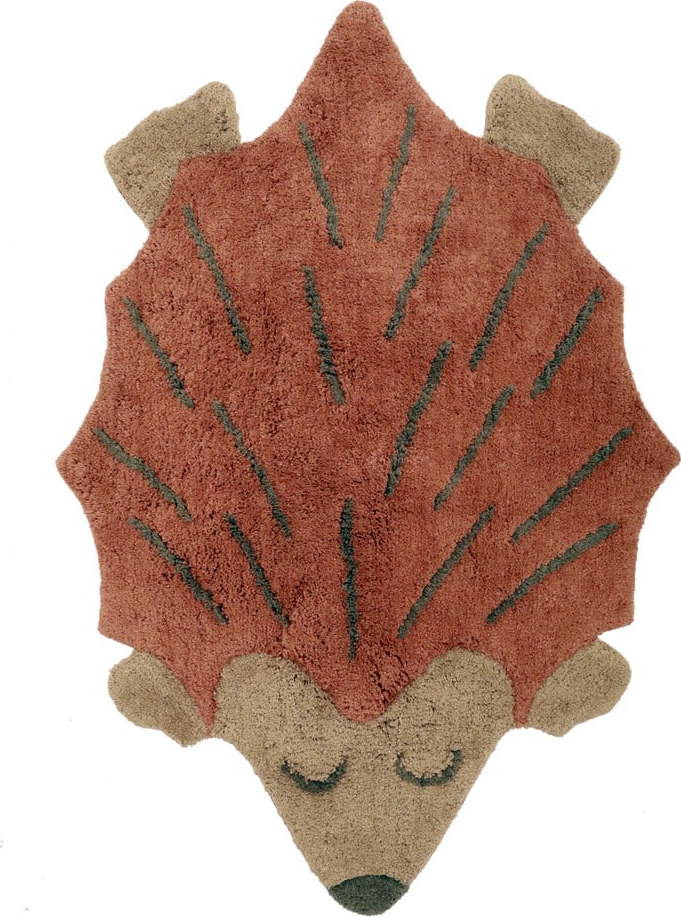 Pratelný ručně tkaný bavlněný dětský koberec v cihlové a béžové barvě 80x120 cm Ollen – Nattiot