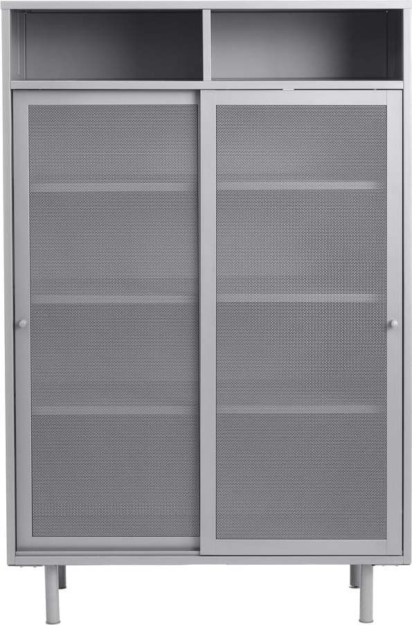 Šedá kovová skříňka s posuvnými dveřmi 90x140x40 cm Veep – Unique Furniture