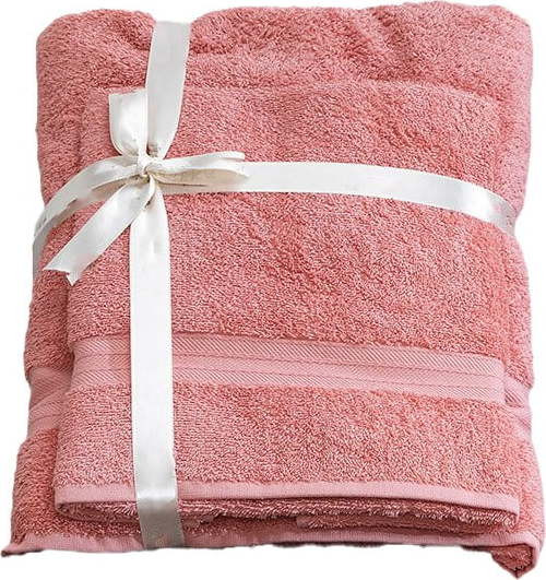 Růžové froté bavlněné ručníky a osušky v sadě 2 ks – Foutastic