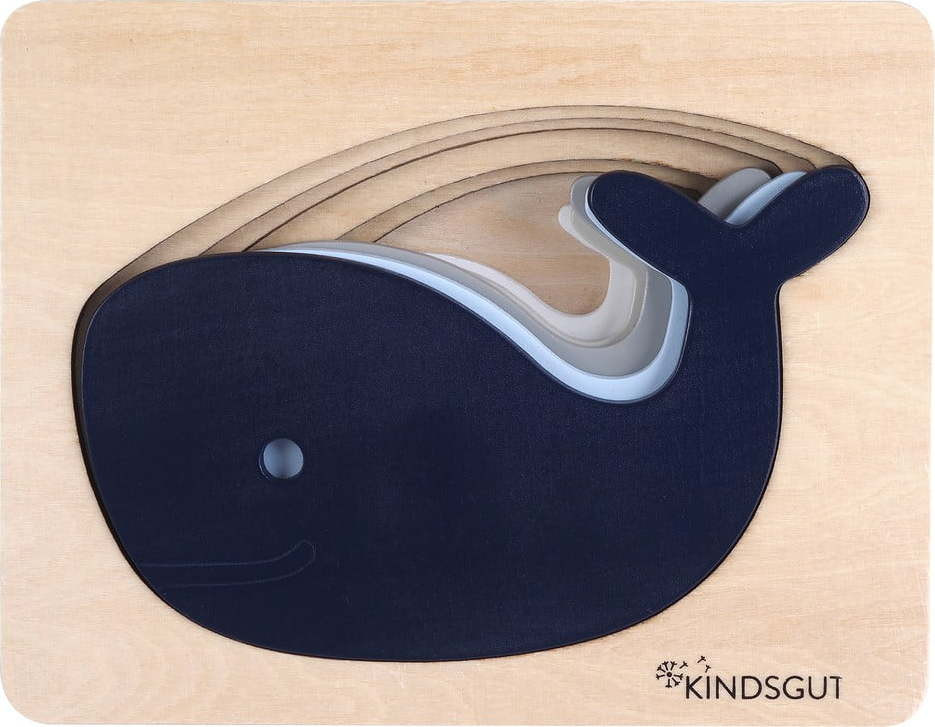 Dřevěné vkládací puzzle Whale – Kindsgut