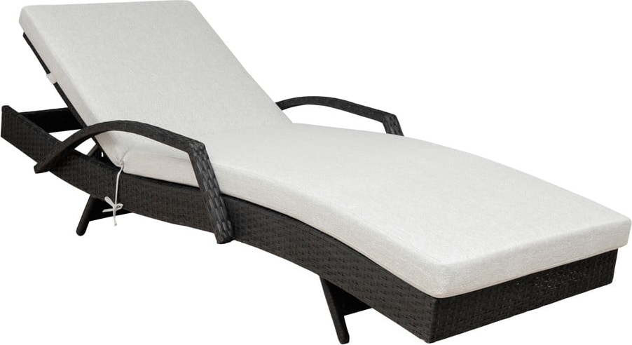 Zahradní lehátko z umělého ratanu v černé a světle šedé barvě Redondo – Unique Furniture