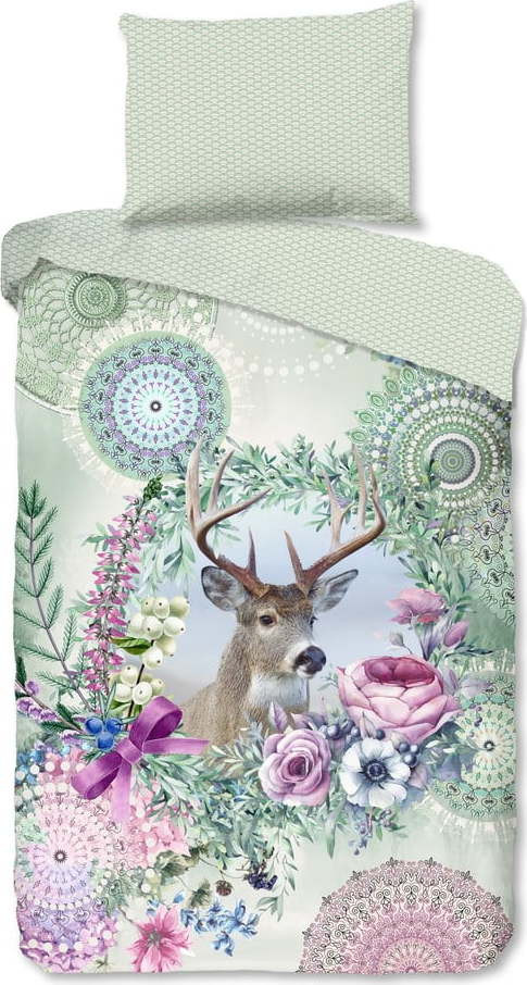 Zelené flanelové povlečení na jednolůžko 140x200 cm Romini – HIP