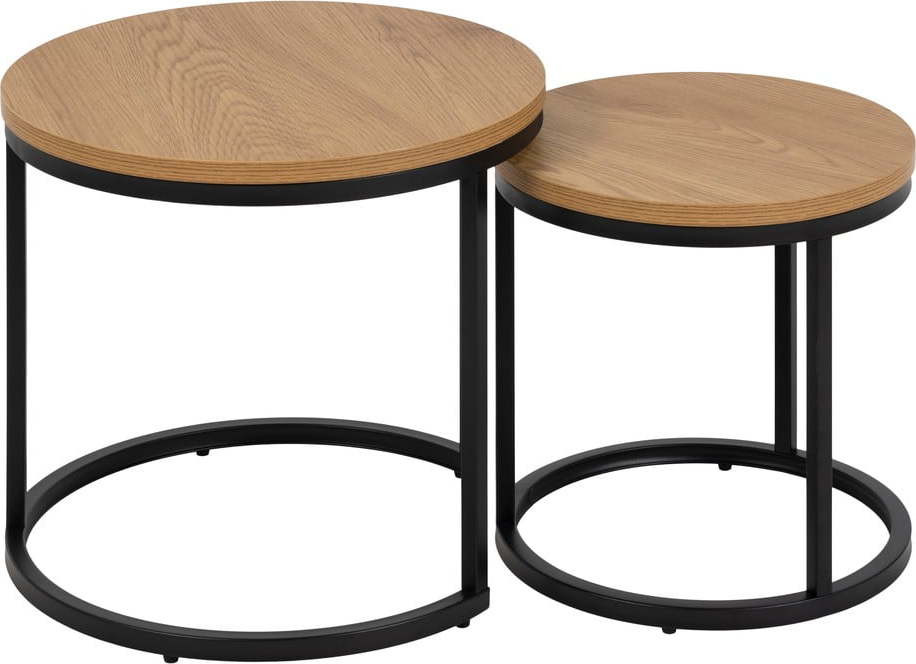 Kulaté odkládací stolky s deskou v dubovém dekoru v sadě 2 ks ø 45 cm Spiro – Actona