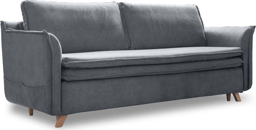 Šedá sametová rozkládací pohovka 225 cm Charming Charlie – Miuform