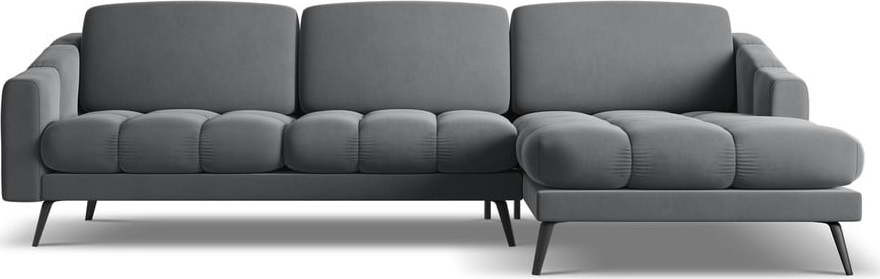 Šedá sametová rohová pohovka (pravý roh) Nalu – Makamii