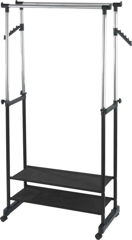 Černý kovový teleskopický/pojízdný stojan na oblečení All In – Wenko
