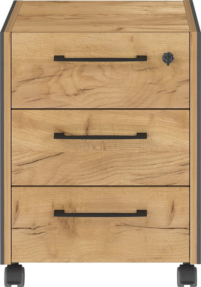 Skříňka v dekoru dubu v antracitovo-přírodní barvě 42x54x49 cm Podium – Germania