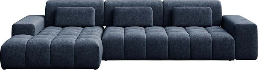 Tmavě modrá rohová pohovka (levý roh/s lenoškou) Chevi – Ghado