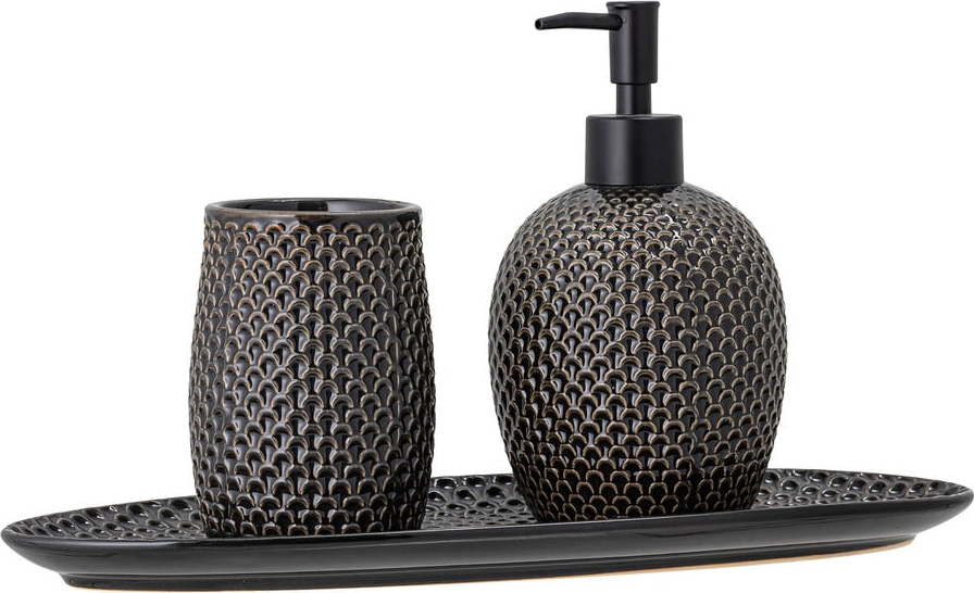 Šedá kameninová sada doplňků do koupelny Hrin – Bloomingville