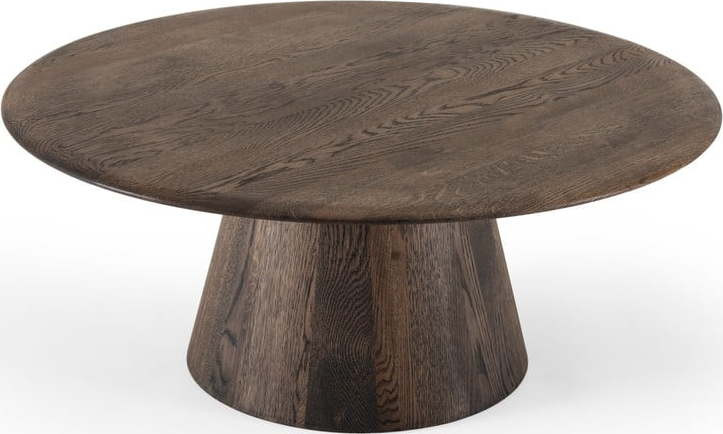 Hnědý kulatý konferenční stolek z dubového dřeva ø 80 cm Mushroom – Gazzda